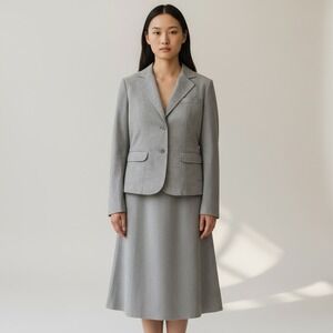 Vintage Ultrasuede Blazer Skirt Suit Set - Women's 12 Blue Gray Two Piece